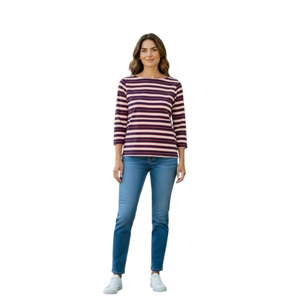 Lands’ End Red, White, Blue Cotton Stripped Top size XL